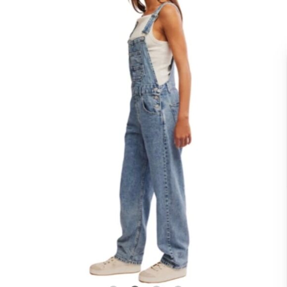 We The Free Free The People Ziggy Overalls In Powder Blue - Picture 1 of 16